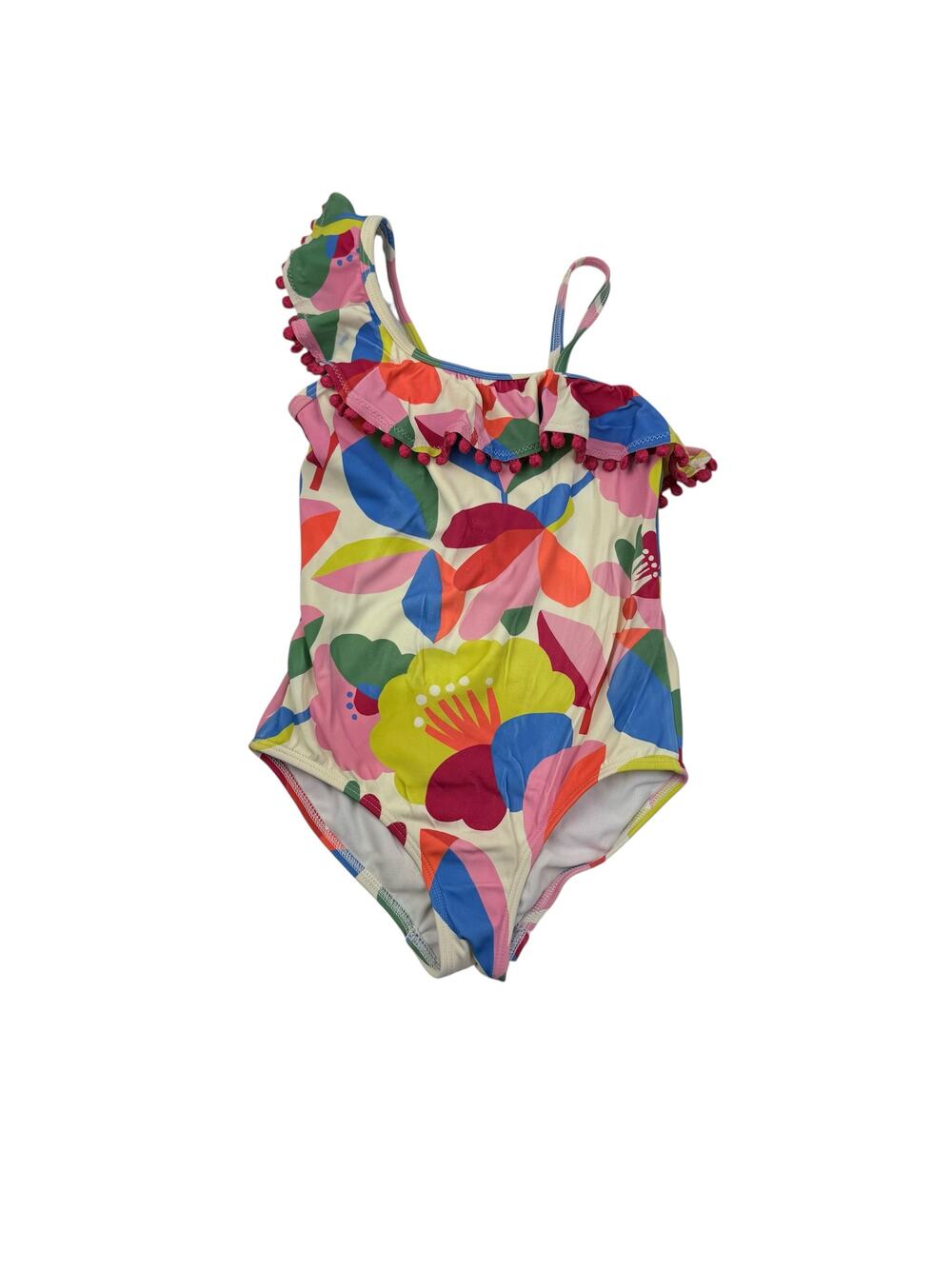 Boden Bright Floral Asymmetrical Swimsuit, Size 6/7